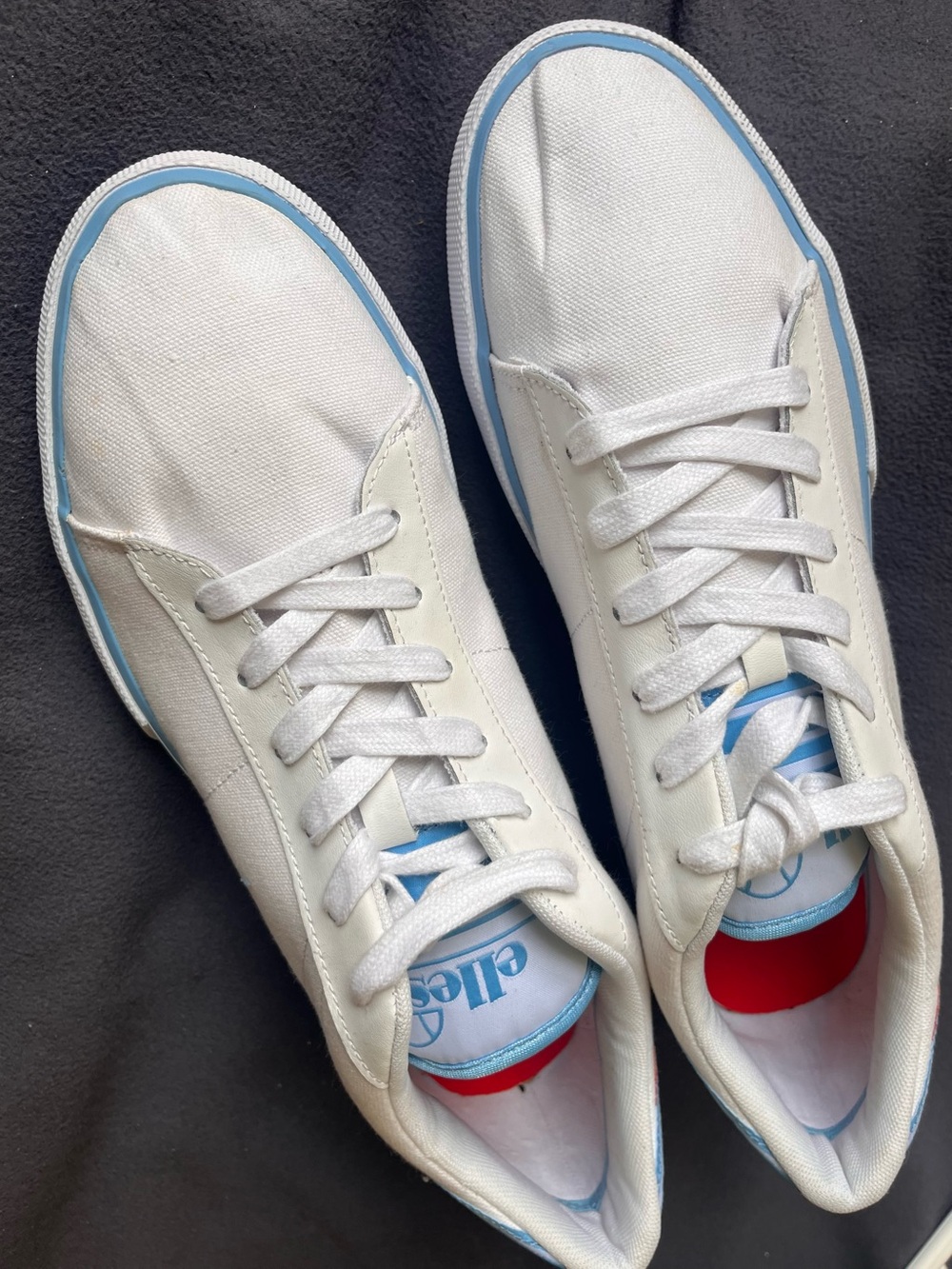 White Canvas Men's Sneakers with Light Blue Trim